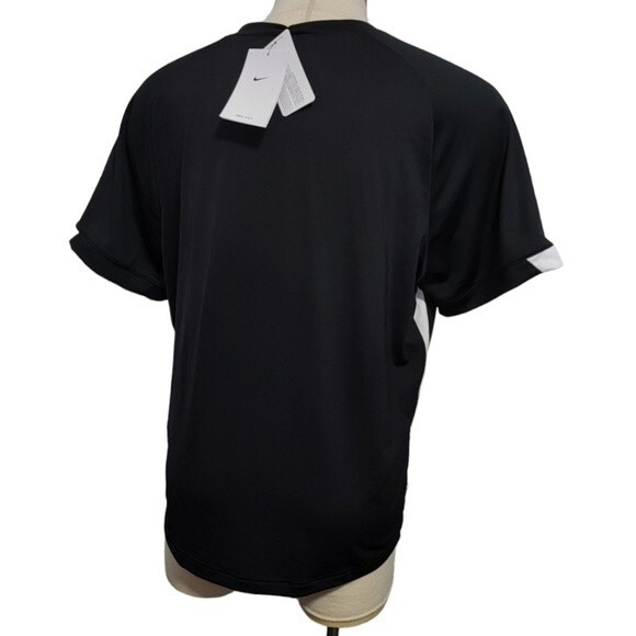 Nike Short Sleeves LaCrosse men size L black white  shirt top dri fit - Picture 2 of 8